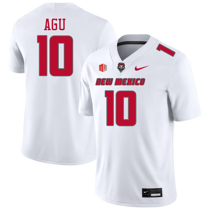 New Mexico Lobos #10 Darren Agu College Football Jerseys,Uniforms-White